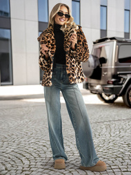 Dámska bunda béžová-hnedá OZONEE JS/61M8500/158