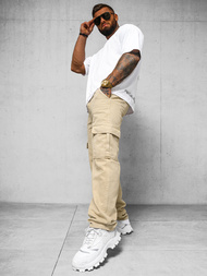 Pánske Nohavice Béžové OZONEE DO/4001