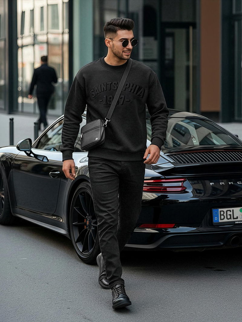 Pánska Mikina Čierna OZONEE JS/8B1953/3