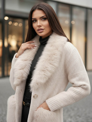 Dámsky kabát béžový OZONEE JS/53M5200/155Z