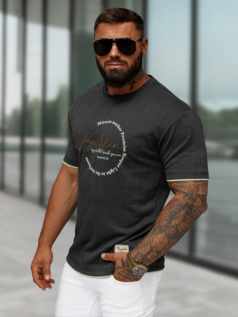 Pánske Tričko Čierne OZONEE O/QQ1535