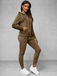 Dámska Velúrová Tepláková Súprava Svetlo Hnedý OZONEE JS/8C1176/162Z