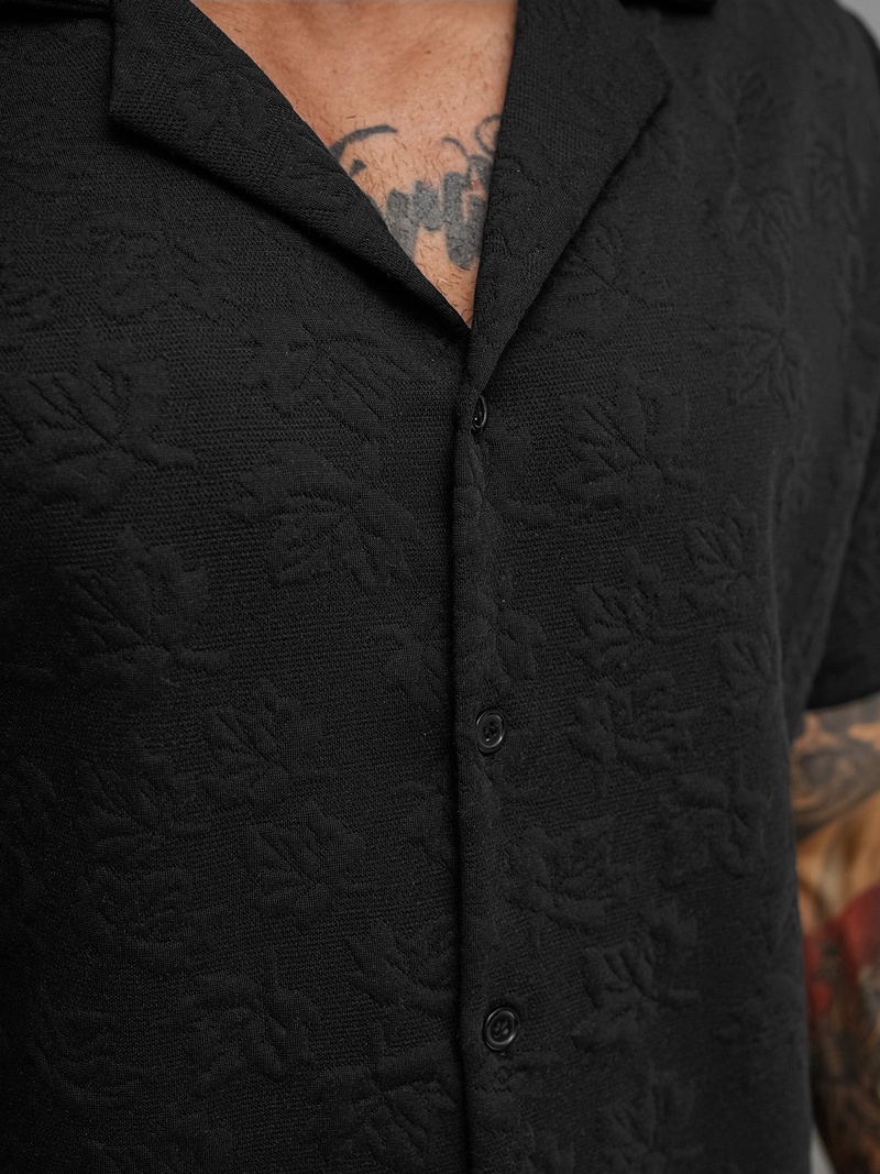 Pánska Košeľa s Krátkym Rukávom Čierna OZONEE O/B2258