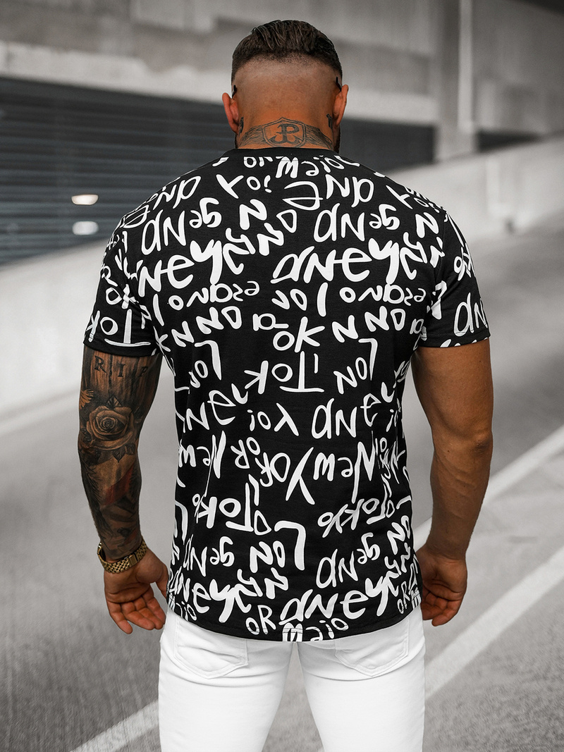 Pánske Tričko Čierne OZONEE O/T1268/3