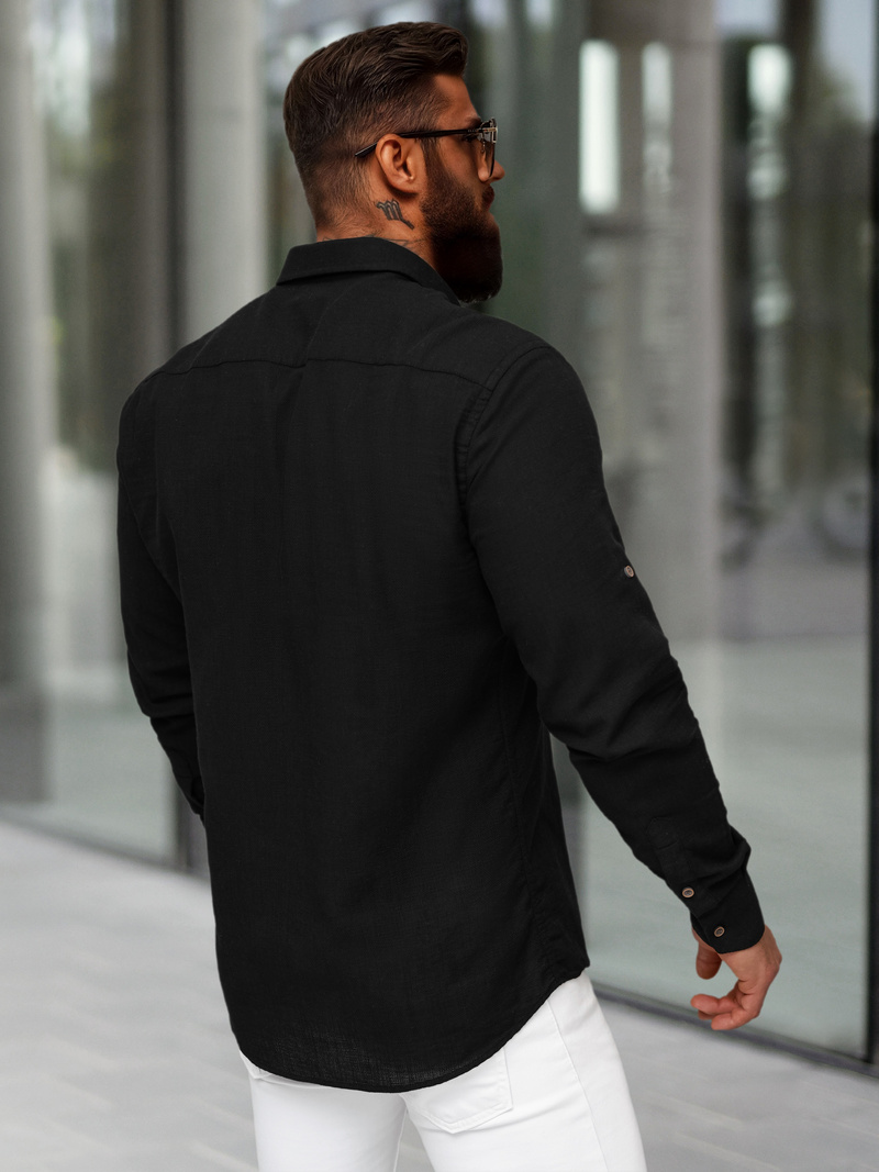 Pánska Košeľa Crna OZONEE O/V144