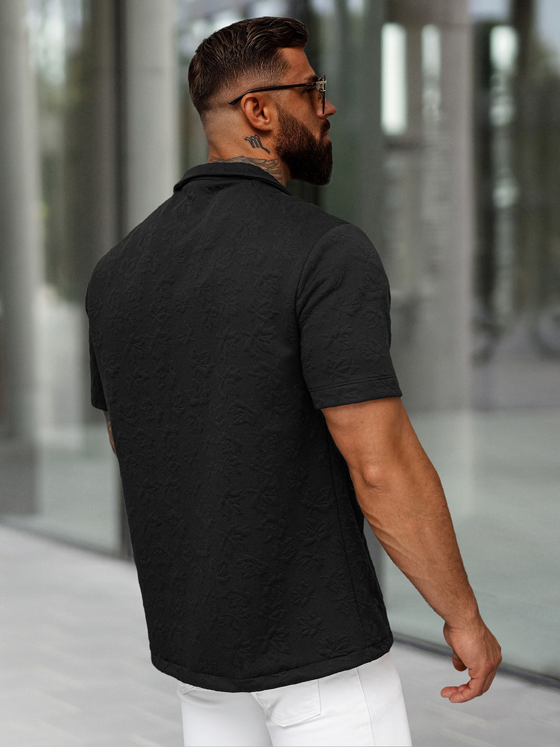 Pánska Košeľa s Krátkym Rukávom Čierna OZONEE O/B2258