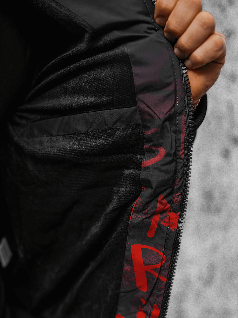 Pánska Bunda Čierno-Červená OZONEE JS/27M8102