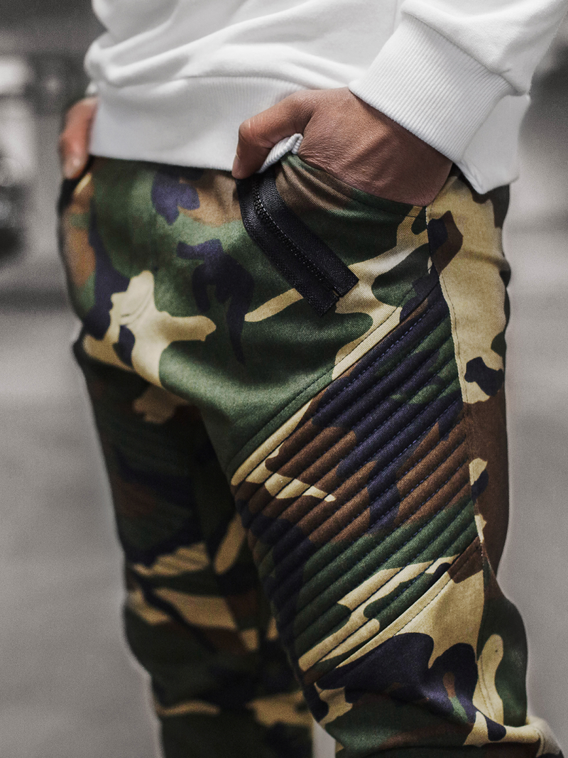 Pánske chino jogger nohavice Maskáčové-Zelené OZONEE A/0952