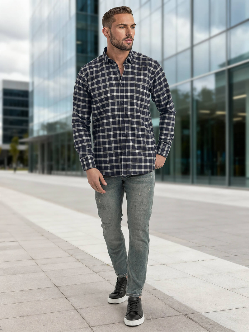 Pánska Košeľa Námornícka Modré OZONEE V/V173