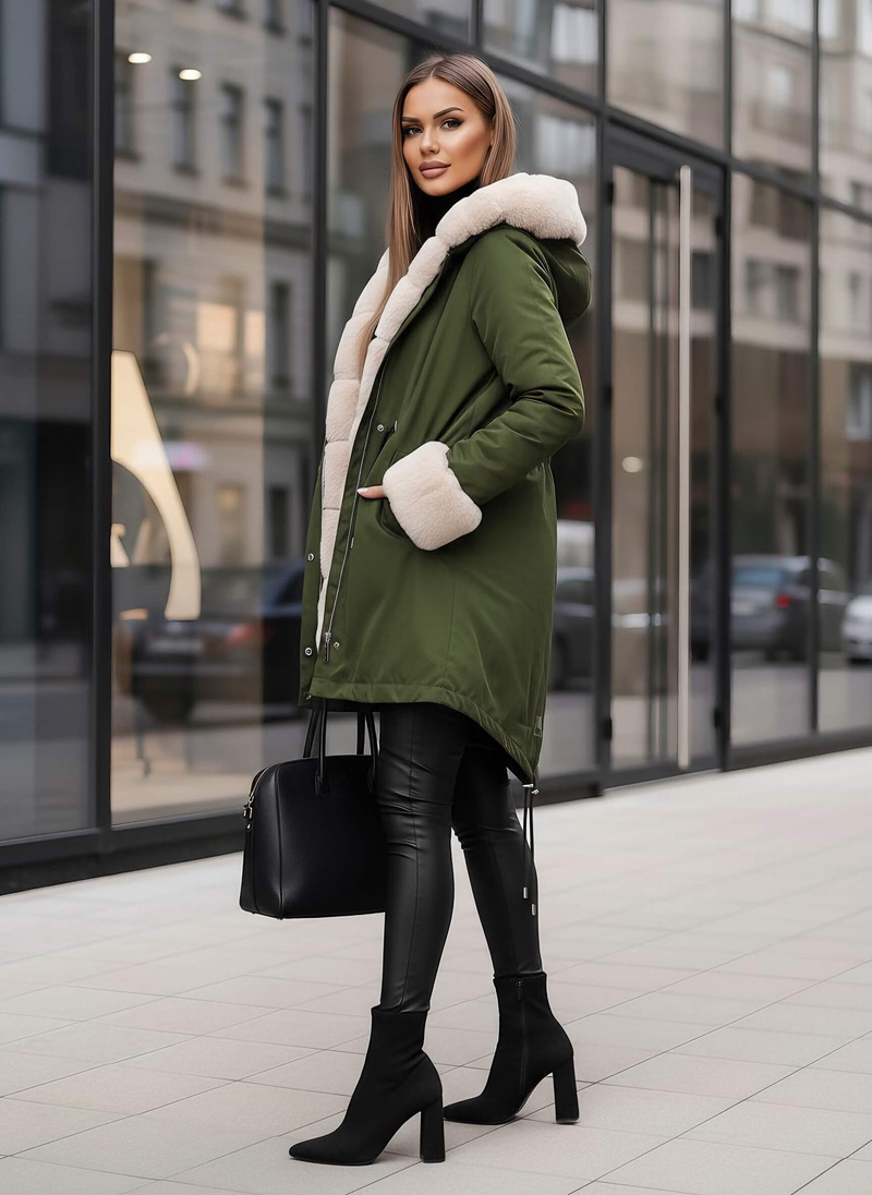 Dámska Zimná Bunda Zelená OZONEE JS/M763/136Z