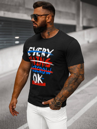 Pánske Tričko Čierne OZONEE O/8T1266/3