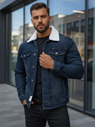 Pánska Riflová Bunda Šerpa Námornícka Modrá OZONEE NB/MJ517BSZ