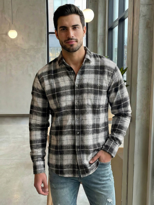 Pánska Košeľa Sivé OZONEE V/V172Z