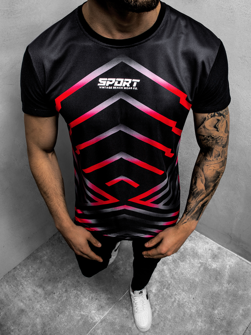 Pánske Tričko Čierno-Červené OZONEE JS/KS2063Z