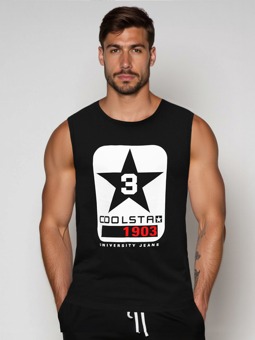 Pánske Tielko Čierne OZONEE JS/8B1719/3