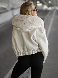 Dámska Kožená Bunda Béžová OZONEE JS/11Z8172Z