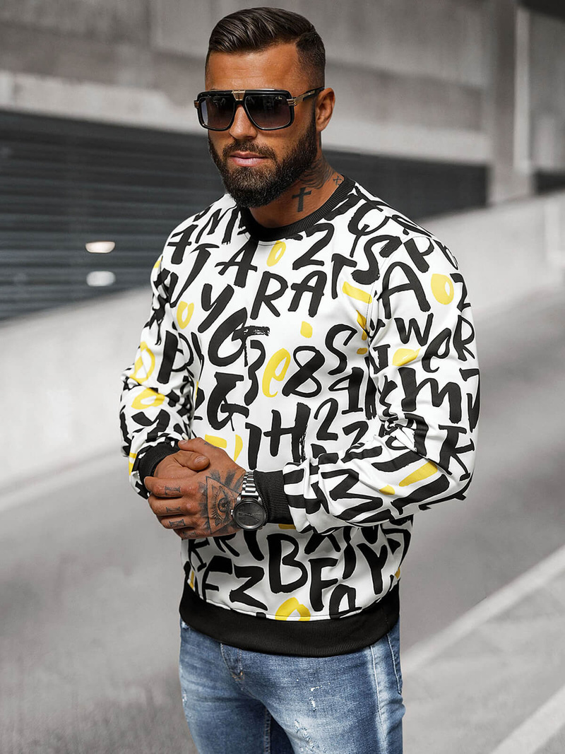 Pánska Mikina Biela OZONEE JS/8B1220/1