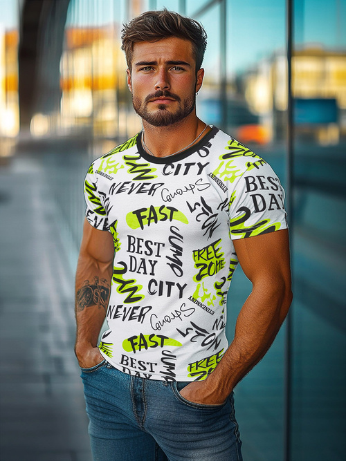 Pánske Tričko Biele OZONEE JS/8T1210/1Z