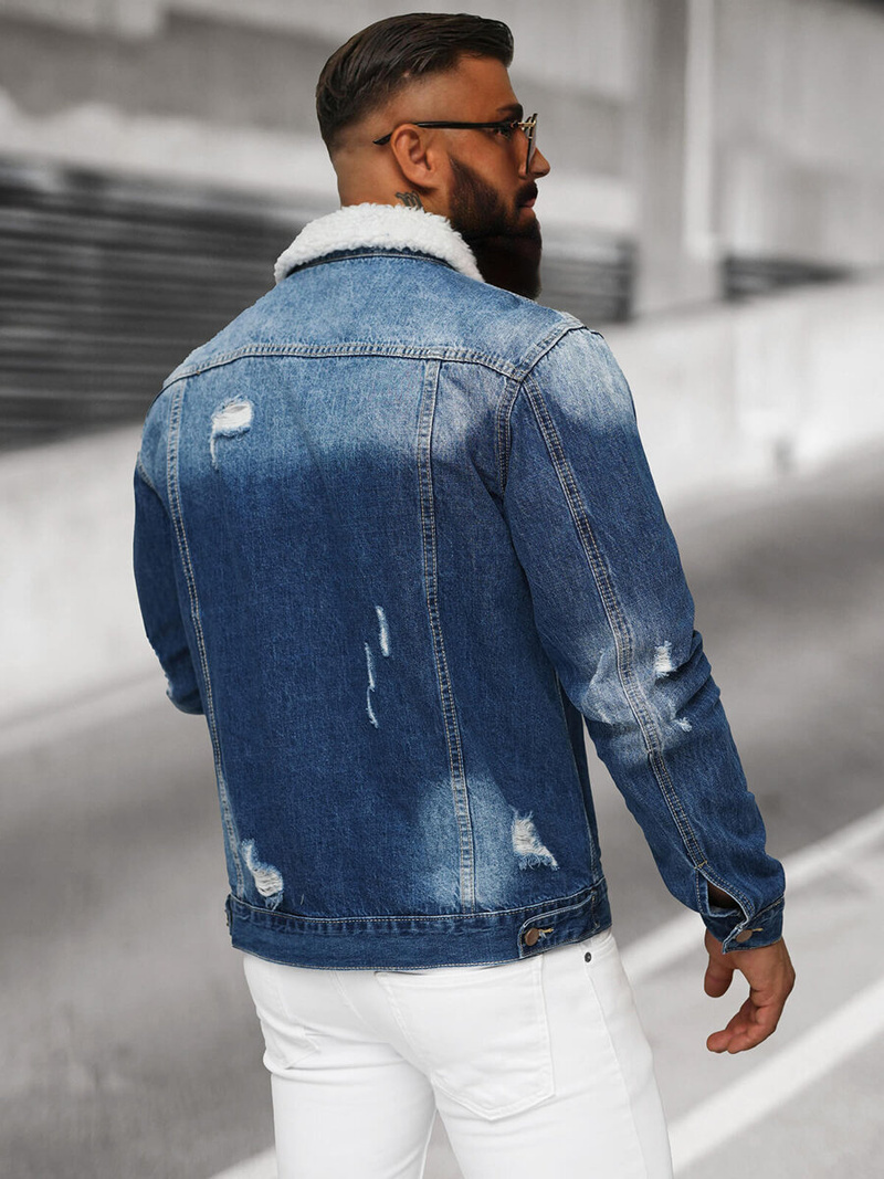 Pánska Riflová Bunda Šerpa Modrá OZONEE NB/MJ502BZ