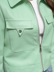 Dámska Kožená Bunda Mentolová OZONEE O/G117