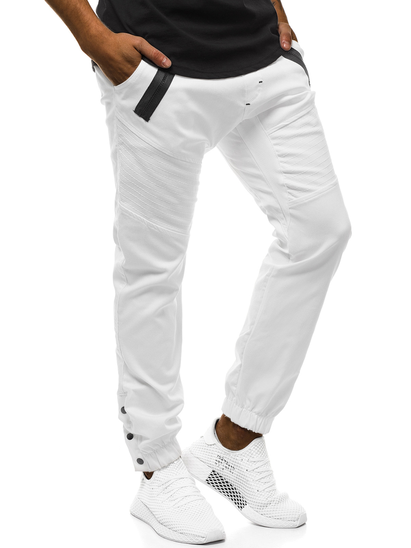 Pánske chino jogger nohavice Biele OZONEE A/0952