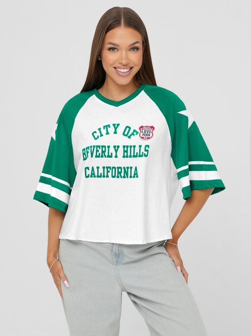 Dámske Tričko Bielo-Zelené OZONEE JS/R62493