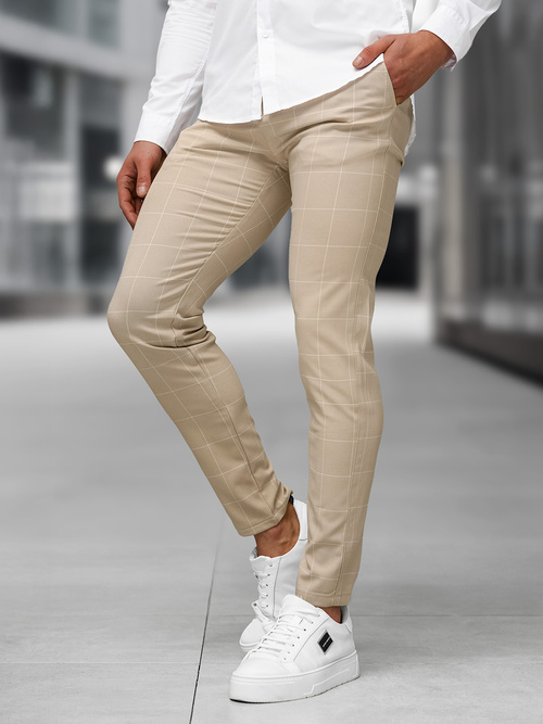 Pánske chino nohavice béžové OZONEE DJ/5505Z