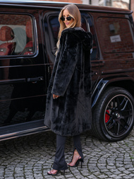 Dámska kožušinová zimná bunda čierna OZONEE JS/11Z8250