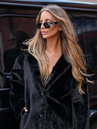 Dámska kožušinová zimná bunda čierna OZONEE JS/11Z8250