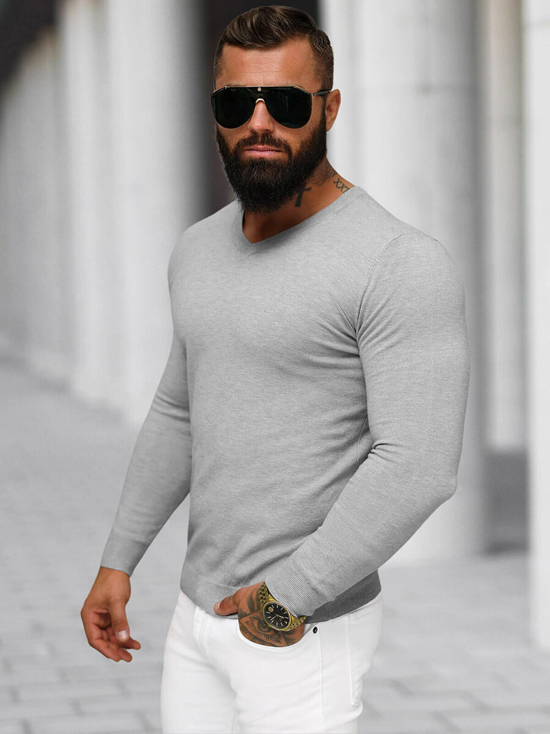 Pánsky Sveter Sivý OZONEE NB/MMB601/2Z