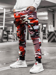 Pánske jogger nohavice vínovo-béžové OZONEE G/11132