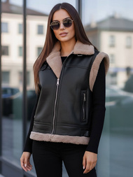 Dámska kožená vesta čierna OZONEE JS/61M8503/392Z