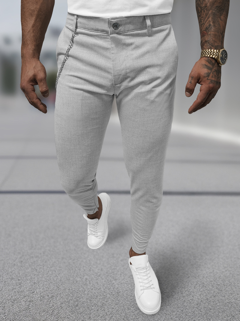 Pánske Chino Nohavice Sivé OZONEE DJ/3300