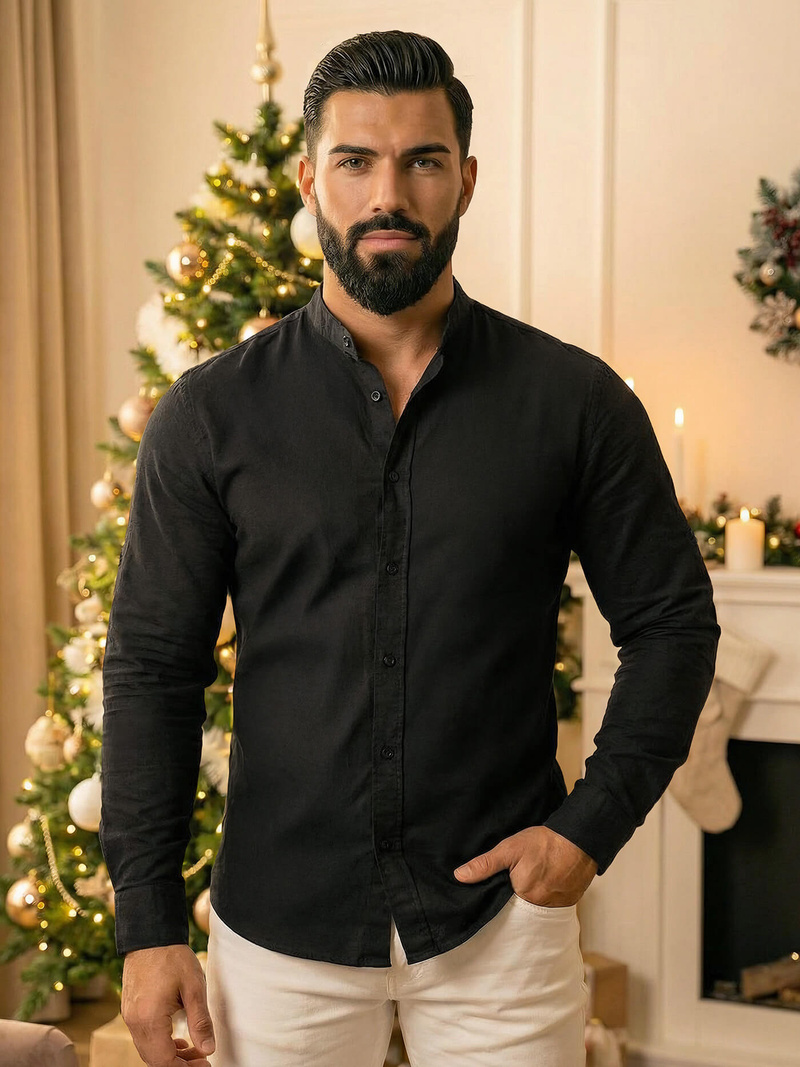 Pánska Košeľa Čierna OZONEE O/V121Z