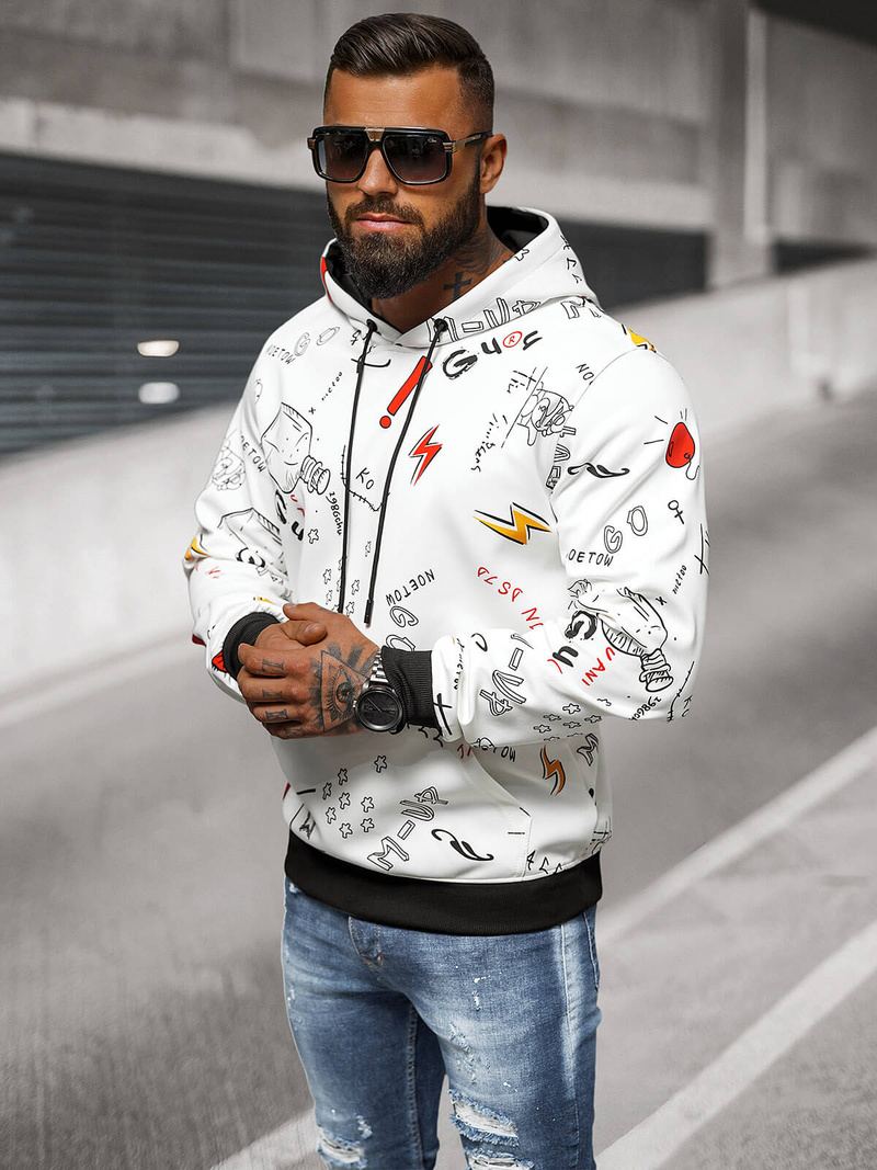 Pánska Mikina Biela OZONEE JS/8B1223/1