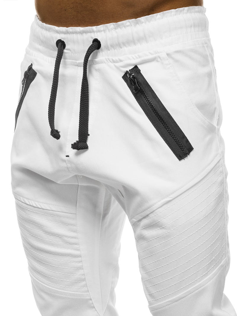 Pánske chino jogger nohavice Biele OZONEE A/0952
