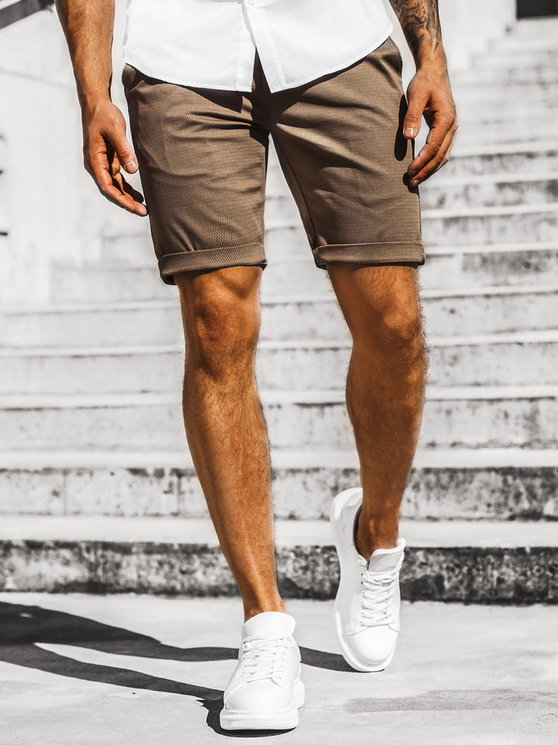 Pánske chino kraťasy hnedé OZONEE DJ/1007