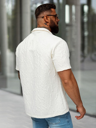 Pánska Košeľa s Krátkym Rukávom Ecru OZONEE O/B2256