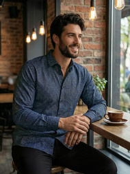 Pánska Košeľa Námornícka Modré OZONEE V/V186Z