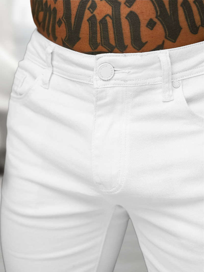 Pánske džínsové šortky biele OZONEE O/UM873