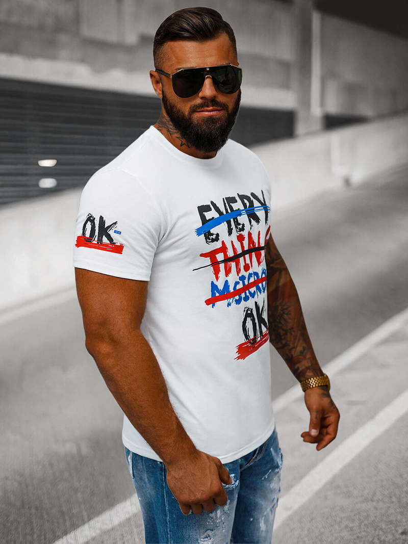 Pánske Tričko Biele OZONEE O/8T1266/1