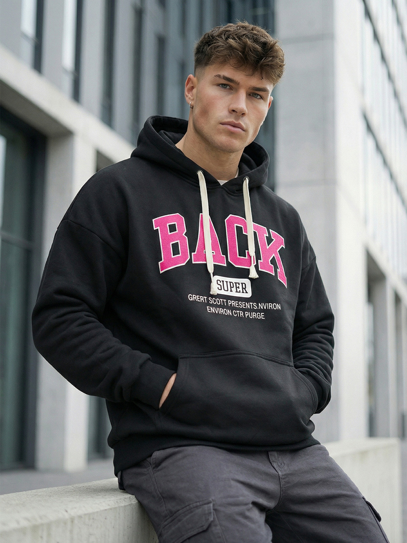 Pánska Mikina Čierna OZONEE O/TT30513Z