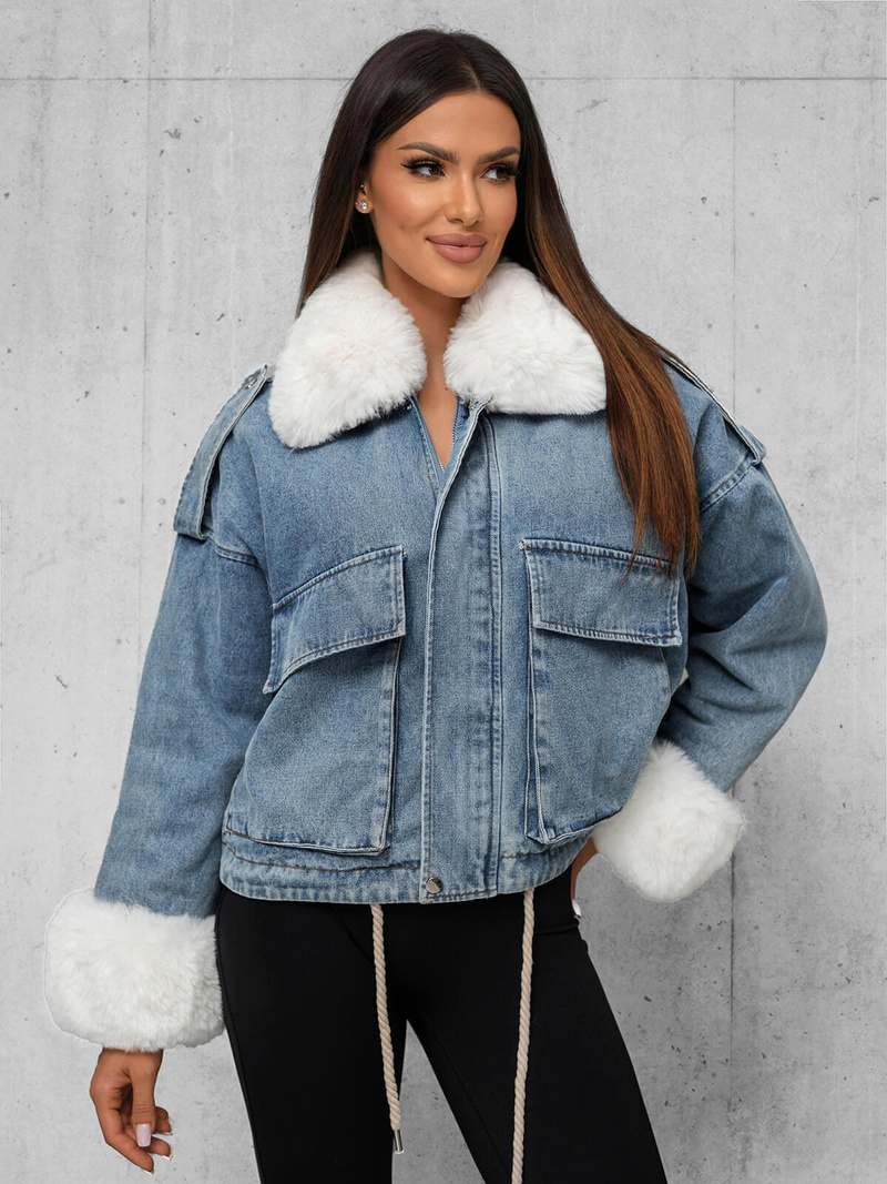 Dámska Riflová Bunda Modrá OZONEE JS/11Z8219Z