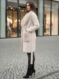 Dámsky kabát béžový OZONEE JS/53M5200/155Z