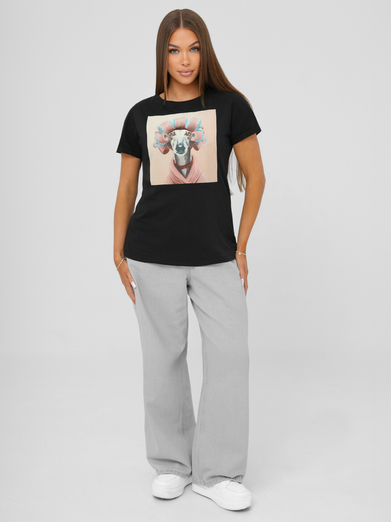 Dámske tričko čierno-ružový OZONEE JS/YJ77726