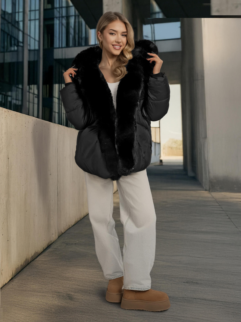 Dámska bunda čierna OZONEE O/16M9179/392Z