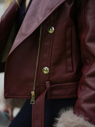 Dámska kožená bunda bordová OZONEE JS/61M8512/6