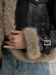 Dámska kožená bunda čierna OZONEE JS/61M8517/392