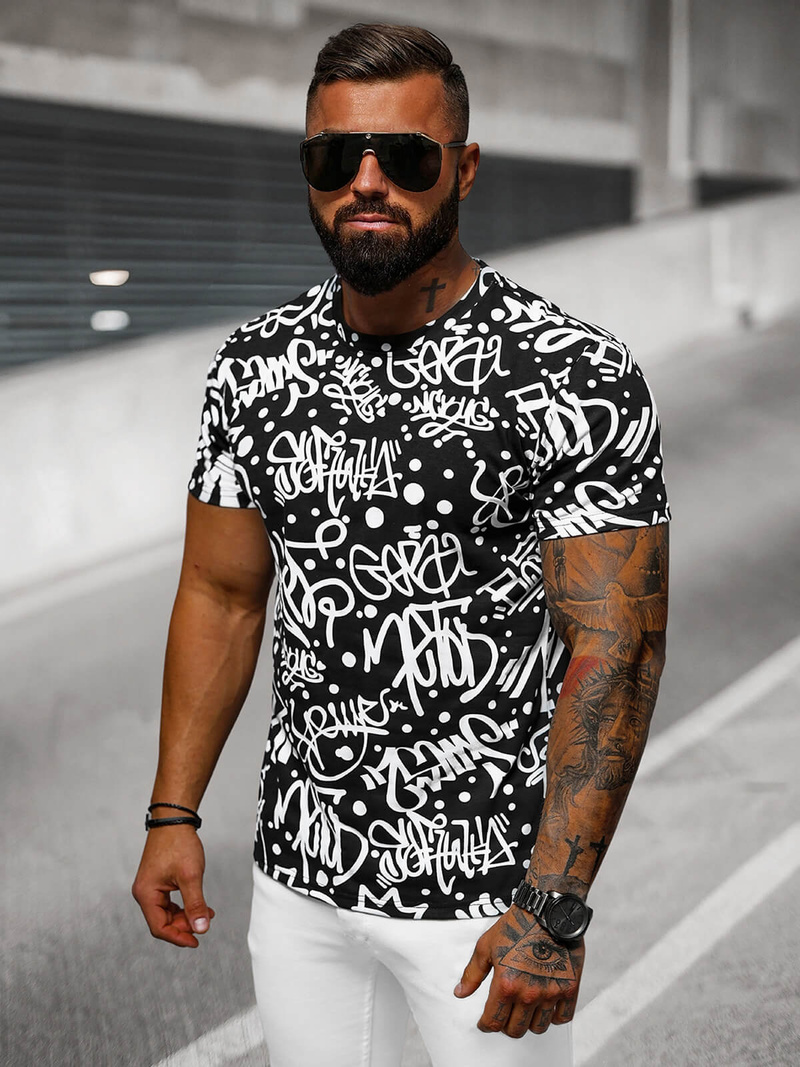 Pánske Tričko Čierne OZONEE JS/8T1216/3