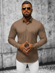 Pánska Košeľa Hnedá OZONEE O/V58